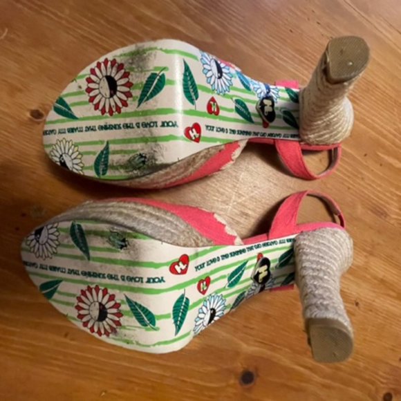 Harajuku Lovers Liberty Pink Jute Heel Sandals Size 9 - Picture 4 of 6